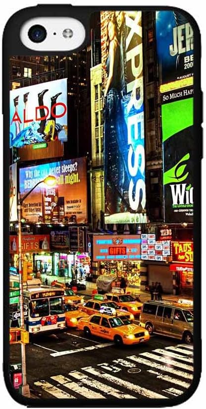 Times Square at Night - Plastic Phone Case Back Cover iPhone 5 5s comes with Security Tag and MyPhone Designs(TM) Cleaning Cloth