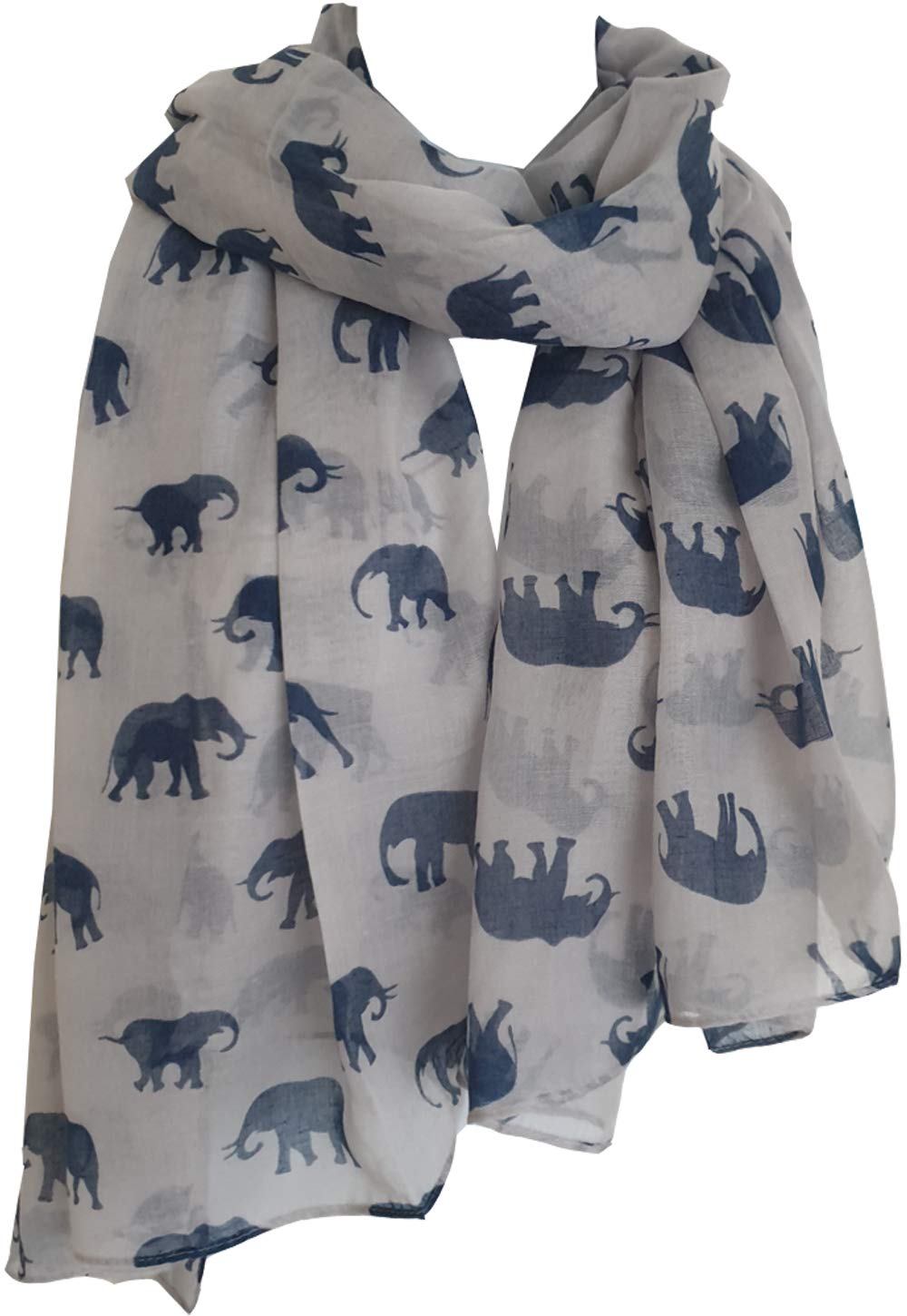 Glamlondon Women's Grey Blue Elephant Print Scarf (Grey Blue)