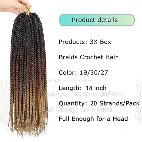 Miniatura 4 de Crochet Box - Trenzas preenlazadas de diosa, 7 paquetes, 3 extensiones de cabello trenzado (18 pulgadas, 1B3027)