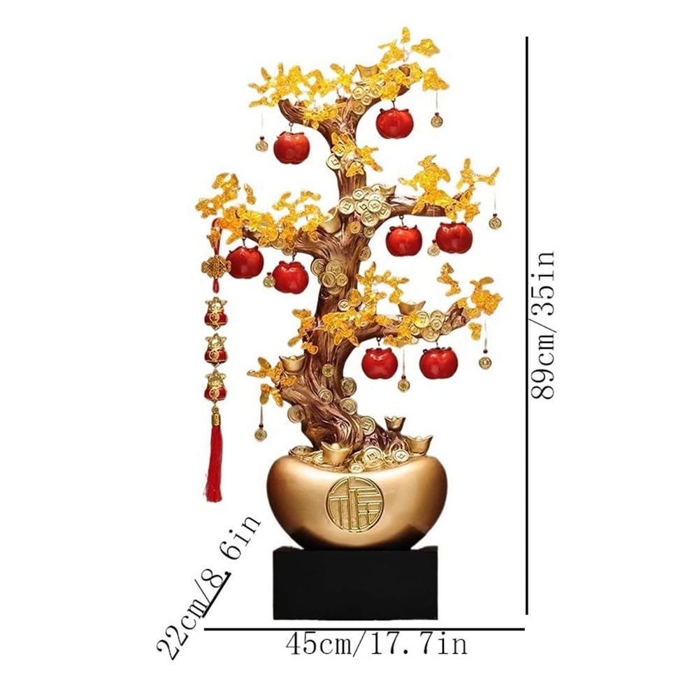 Ornament Salon Kryształowe Drzewo Fortuna, Persimmon Cytryn Dekoracje Podłogowe, Duże Dekoracje Przeprowadzkowe Ocieplenie Drzewo Pieniądze