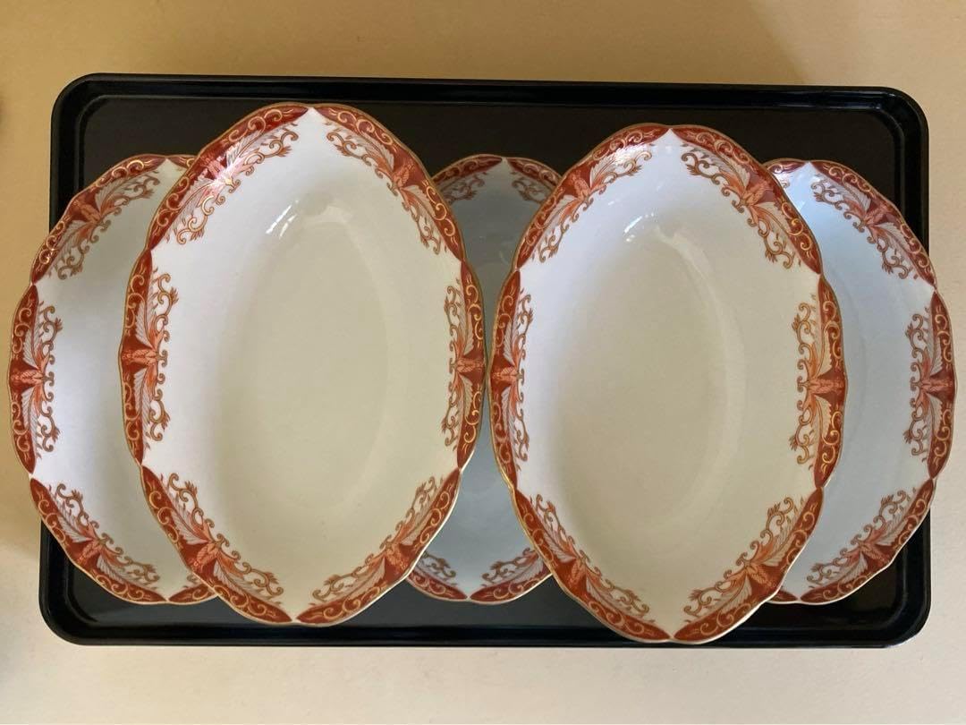 有田焼 賞美堂 其泉窯 赤濃金彩唐草コーヒー碗皿2客セット 未