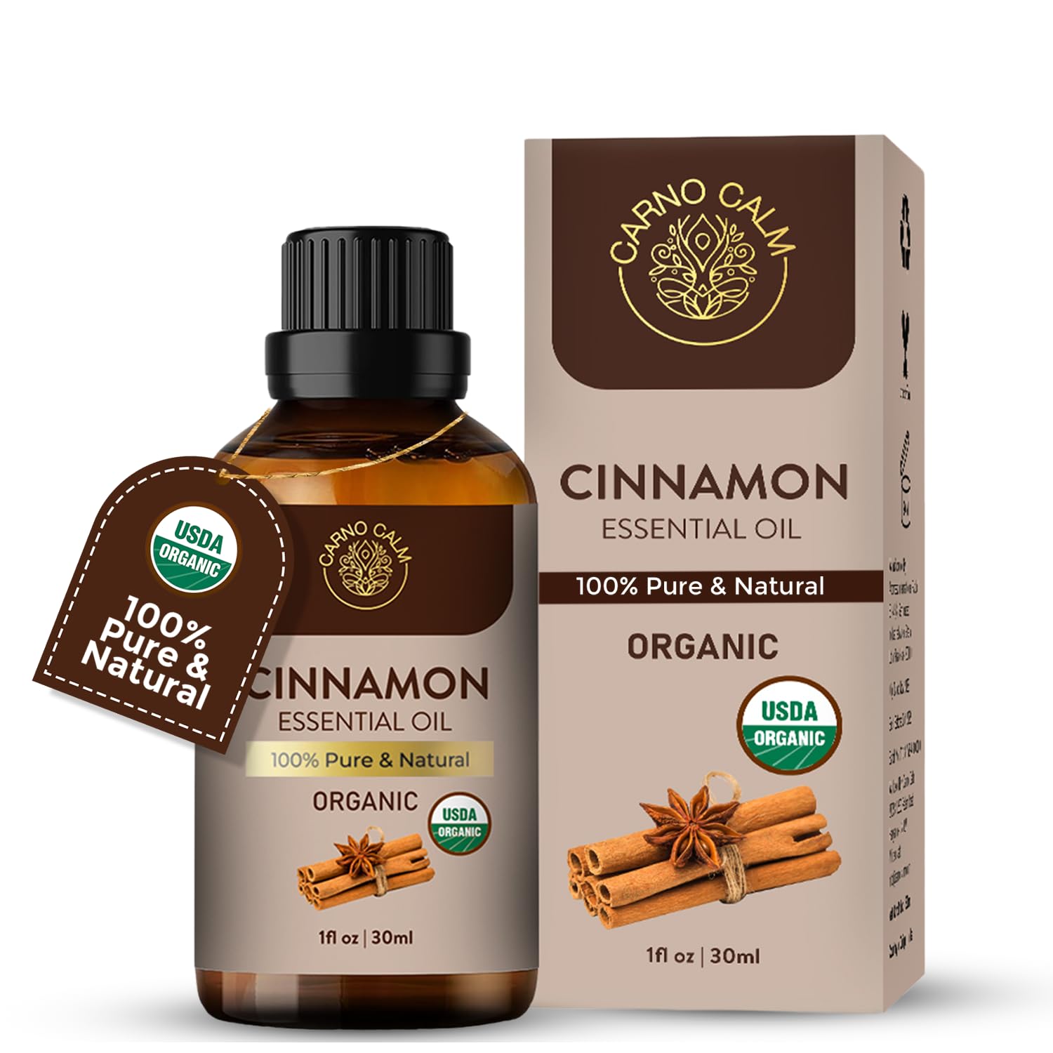 Cinnamon Essential Oil for Diffuser 30ml | 100% Pure & Natural Cinnamon Bark Oil | for Humidifier, Aromatherapy, Home Cleaning, Skin, Lip Balm - 1 fl oz