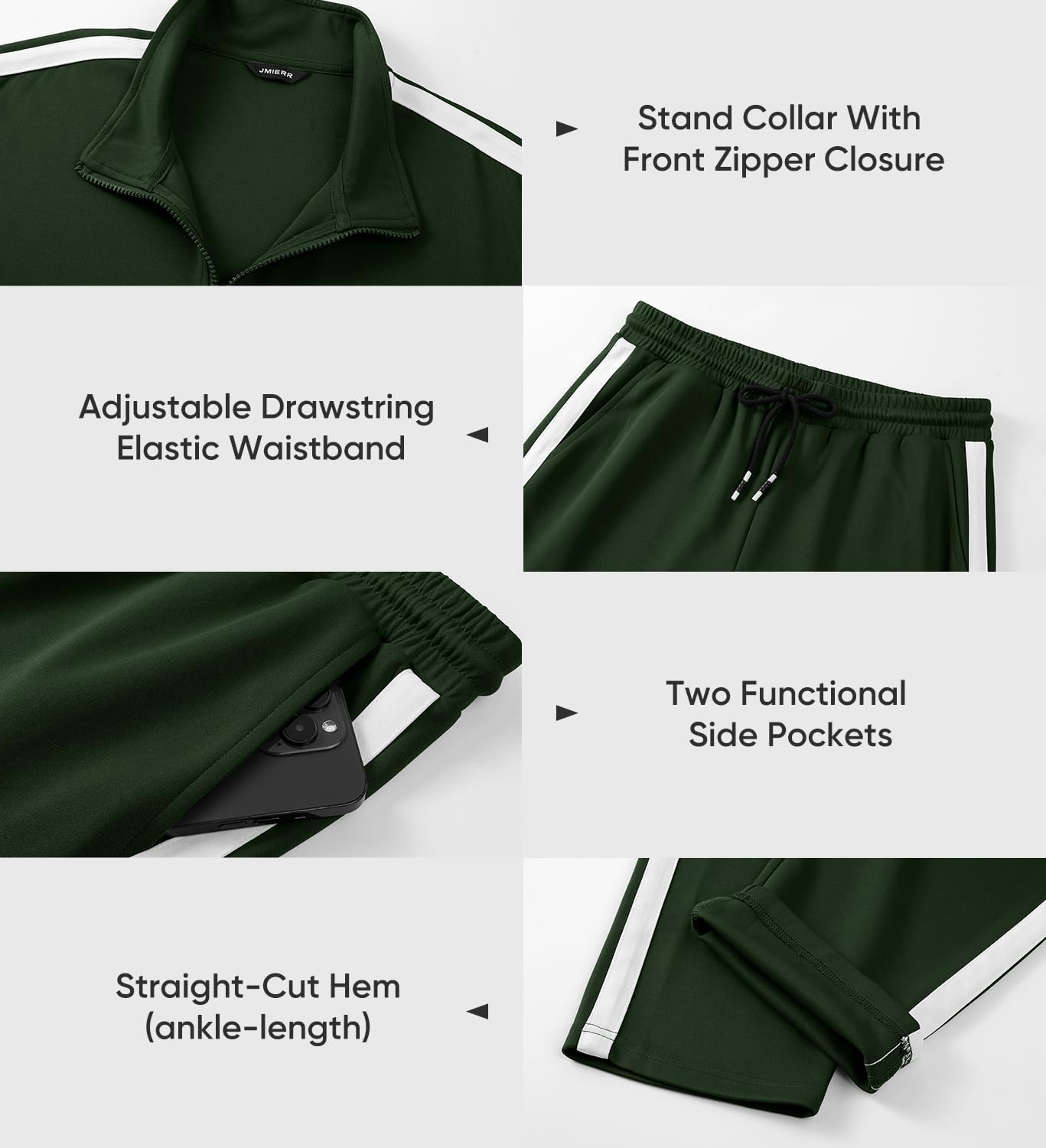 JMIERR Men's Track Suits Sweatsuits 2 Piece Full Zip Sports Outfits Set Sweatshirt and Joggers Sweatpants - Image 3