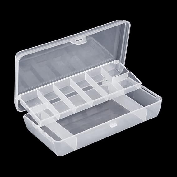 Compact Tool Box with Buckle Two-Sided for Case Organizer Fishing Lure Hardware Tool Box Lightweight Large Capacity Organizer Case with Compartments with Dividers