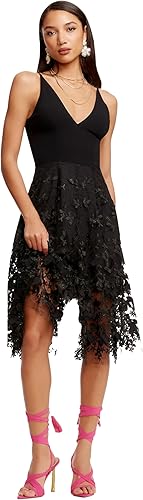 Vista 5 de Dress the Population Darleen - Vestido midi sin mangas con escote pronunciado y acampanado para mujer