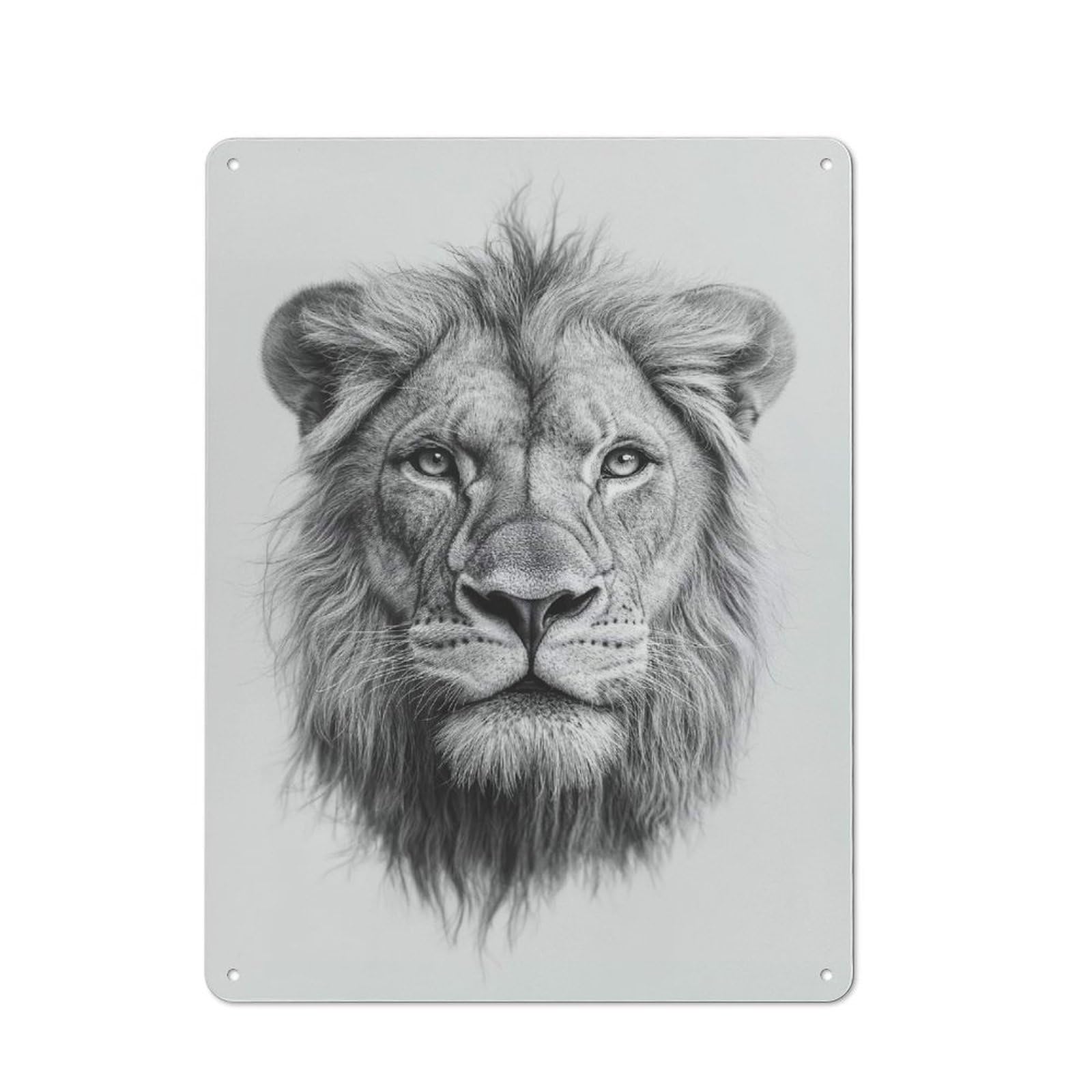 Junmoney Style-11 Warehouse Style Tin Wall Sign 40X30cm Featuring Lion Portrait, Loft Wall Plaque For Loft, Studio, Office Or Creative Room