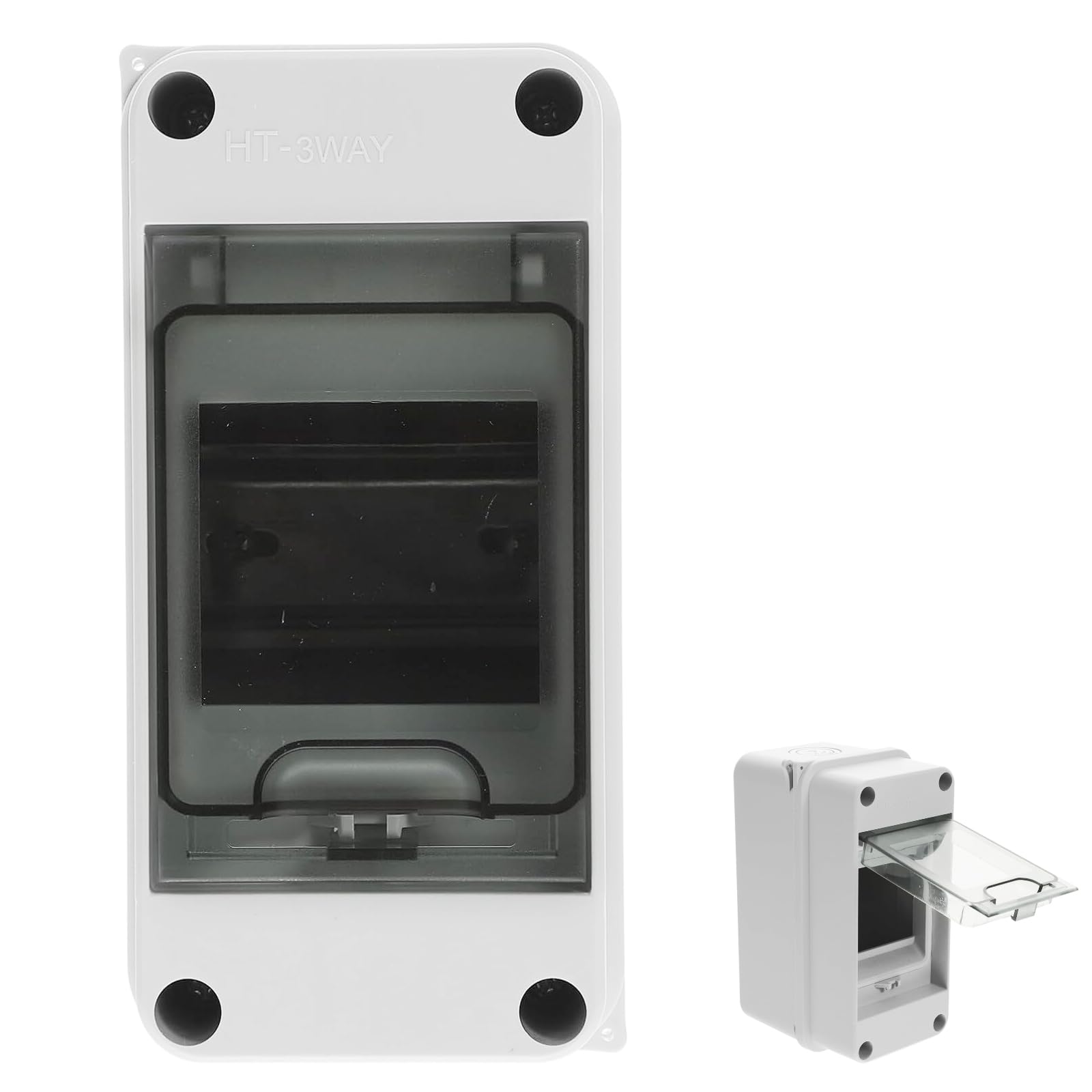 Xiciki 3-Way DIN Rail Enclosure Box, Weatherproof Distribution Box with Transparent Cover, IP65 Waterproof Electrical Box for Indoor Outdoor Power Systems