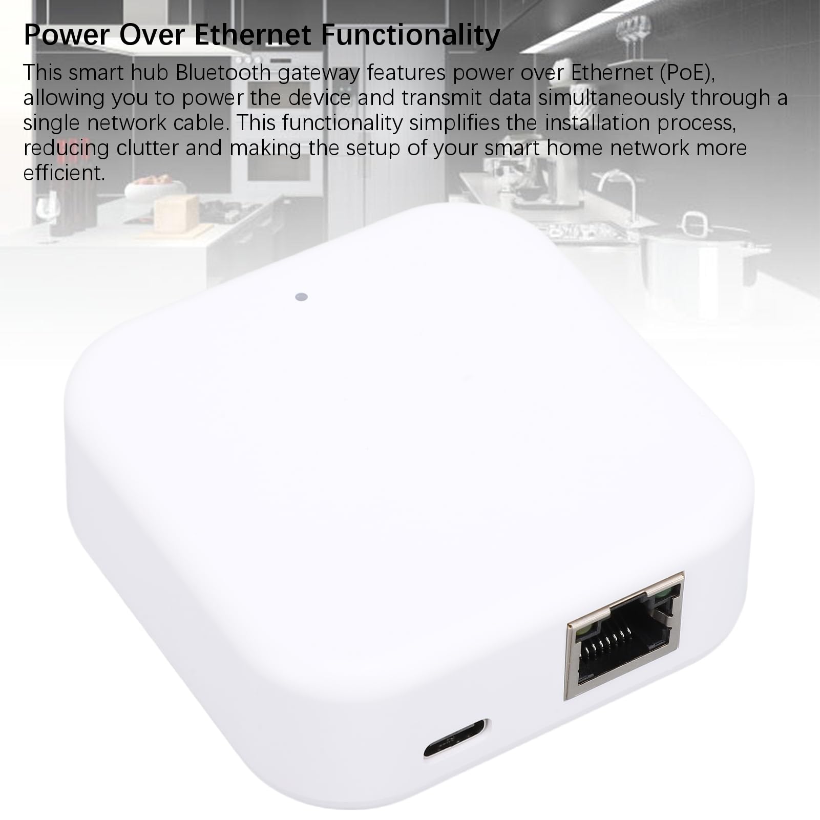 LiebeWH Koncentrator Bramy PoE, Koncentrator ABS Smart Home WiFi RJ45 z USB Typu C i 10 100M Ethernet, Wielofunkcyjna Kontrola dla Automatyki Domowej Monitorowanie Bezpieczeństwa Kontrola Dźwięku