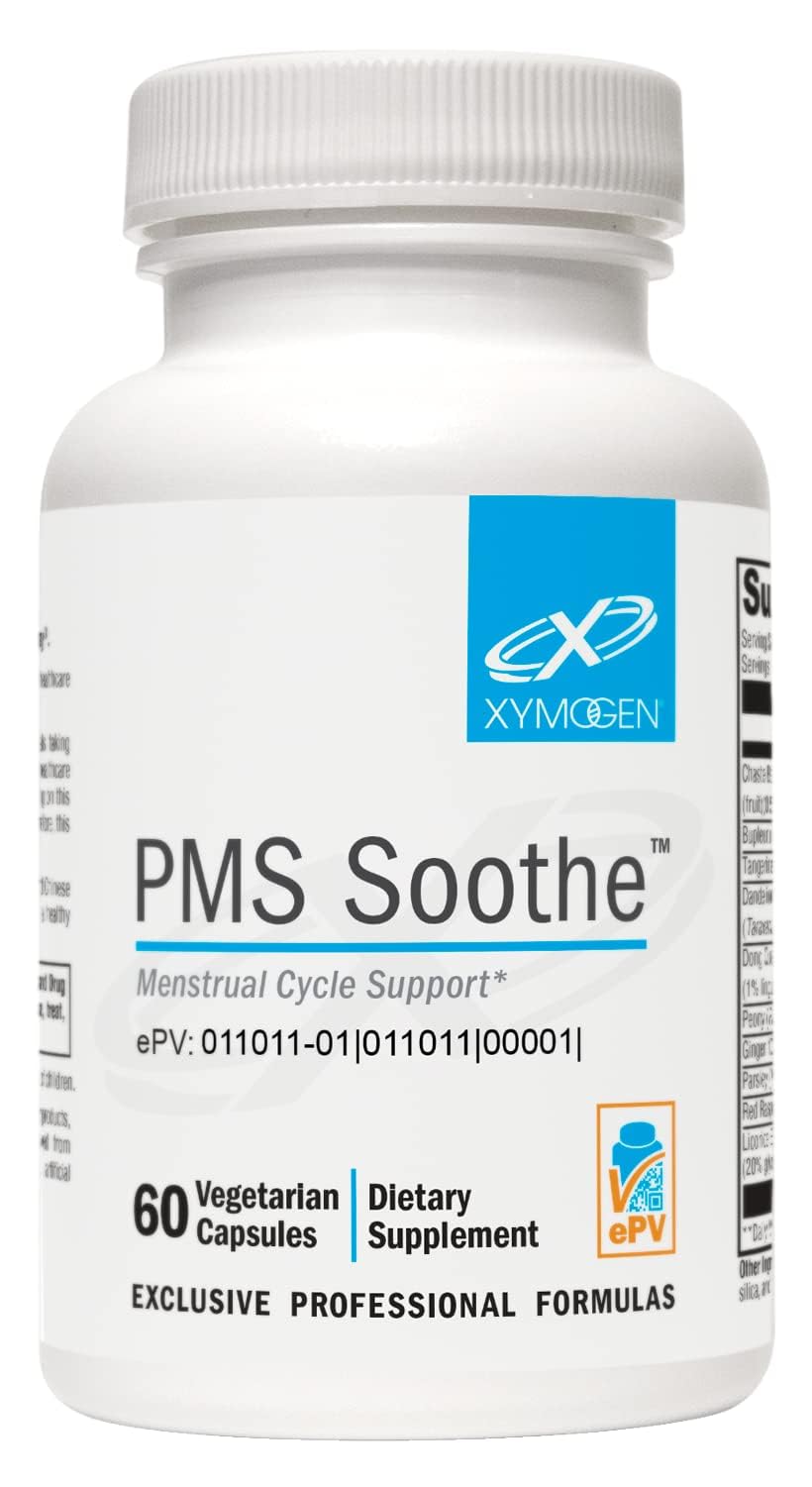 XYMOGEN PMS Soothe Cycle Support Supplement for Women - with Dong Quai, Chaste Tree Extract, Dandelion, Ginger & Licorice Root - Vegan + Gluten Free (60 Capsules)