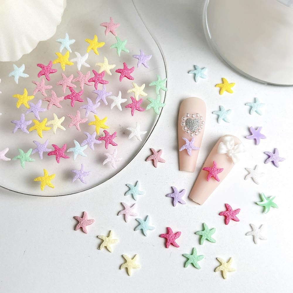 60Pcs Random 3D Cute Colorful Starfish Nail Charms 8mm Resin Starfish Charms for Nails Design Summer Ocean Beach Flatback Mini Sea Star Nail Charm Nails Supplies Manicure Decorations Accessories image 4