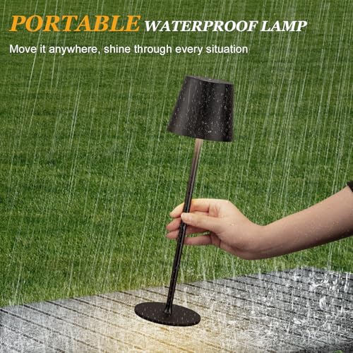 Image of Kakanuo Black Cordless Table Lamp Rechargeable - KK 1 Pack 5000mAH Battery Operated Lamp for Counter, 3 Color Stepless Dimming Wireless Lamps for Dining Kitchen, Outdoor Patio, Touch Control
