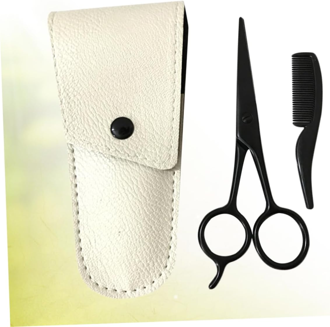 3pcs Beard Grooming Kit Stainless Steel Scissors Small Precision Trimming Tools for Men Includes Beard Comb and Apricot Leather Case