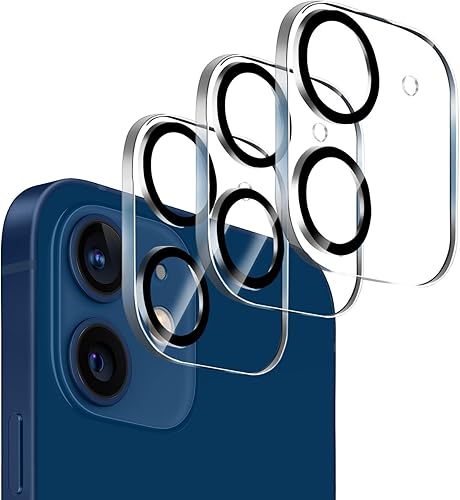 Paquete de 3 protectores de lente de cámara de vidrio templado para iPhone 12 de 6.1 pulgadas, Ultra HD, dureza 9H, arañazos, compatible con fundas,