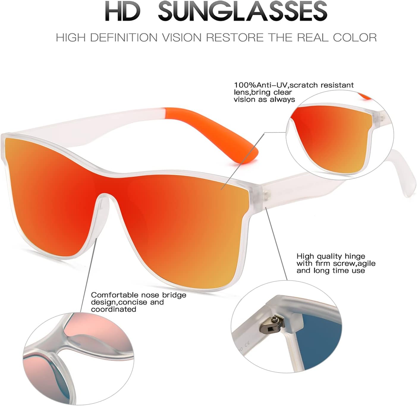 DUBERY Fashion Polarized Sunglasses for Women Men 100% UV Protection Trendy Siamese Lens Shades D8030 - Image 6