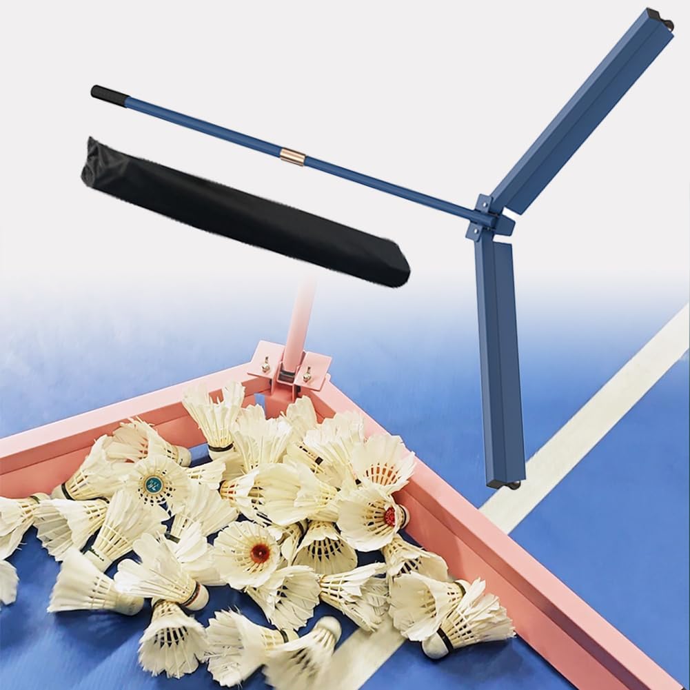 Ramasseur de balles de badminton avec tige rétractable 95cm et roues silencieuses