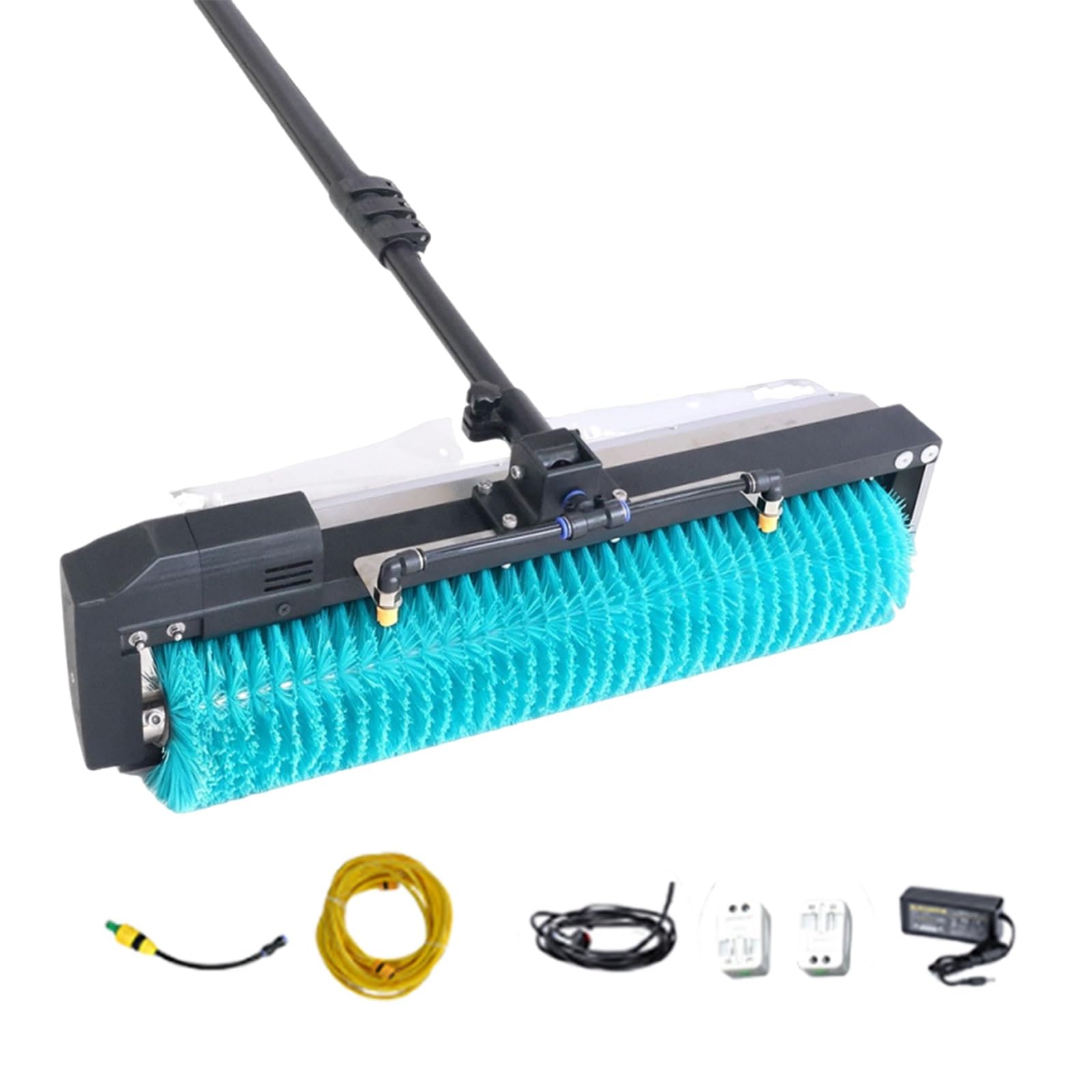 Electric Photovoltaic Panel Cleaning System, 360° Rotating Brush with 60cm Width, Adjustable Telescopic Rod 3.5m-7.5m, Outdoor Water Fed Maintenance Tool(5.5m)