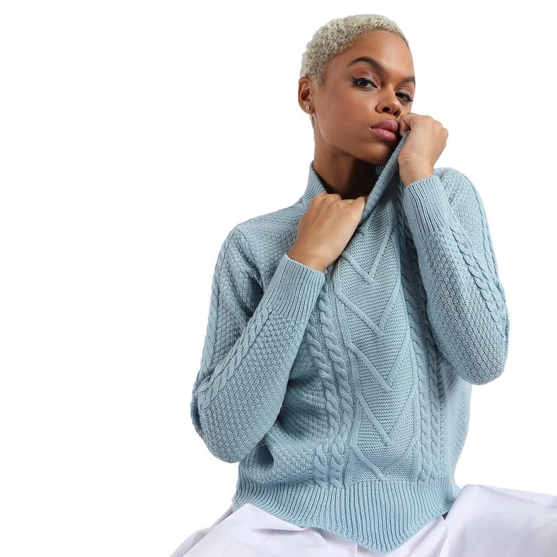 Image of PINACOLADA Women's Solid Ribbed Cropped CardiganFor Casual Wear | V Neck | Long Sleeve | Wool Sweater Crafted with Comfort Fit for Everyday Wear