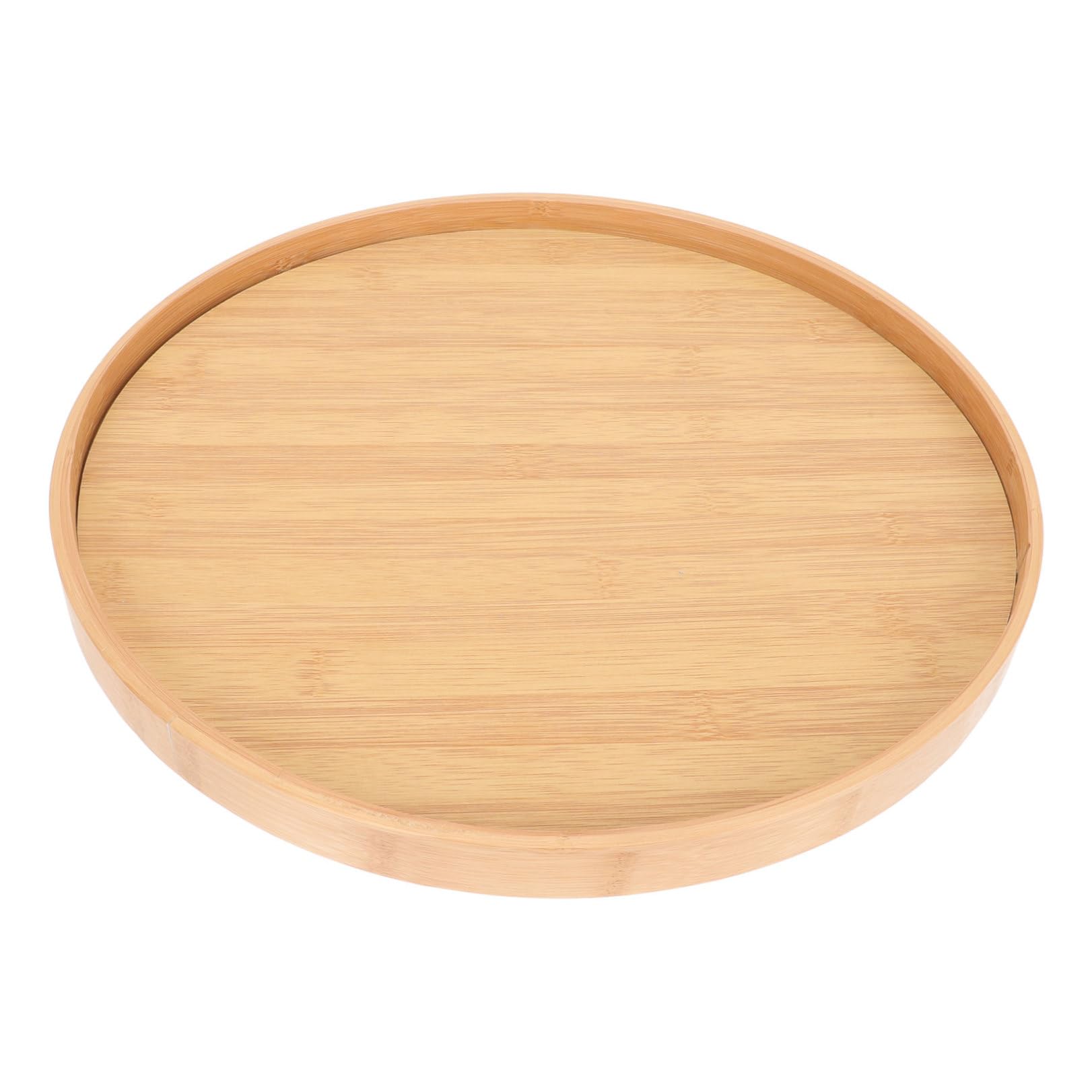 ifundom Cornice Rotonda in Legno di Bambù Naturale 35 Cm Base Stabile, Portafoto Compatto da Tavolo per Esposizione Foto e Dipinti Fai da Te, per Casa, Librerie e Ristoranti