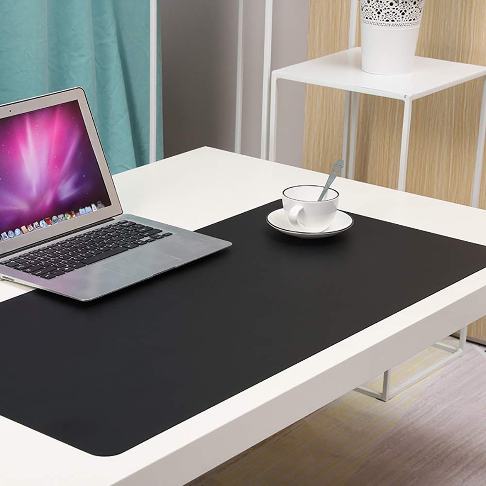 Tapis de souris grand format en cuir noir pour décoration de bureau et télétravail confortable
