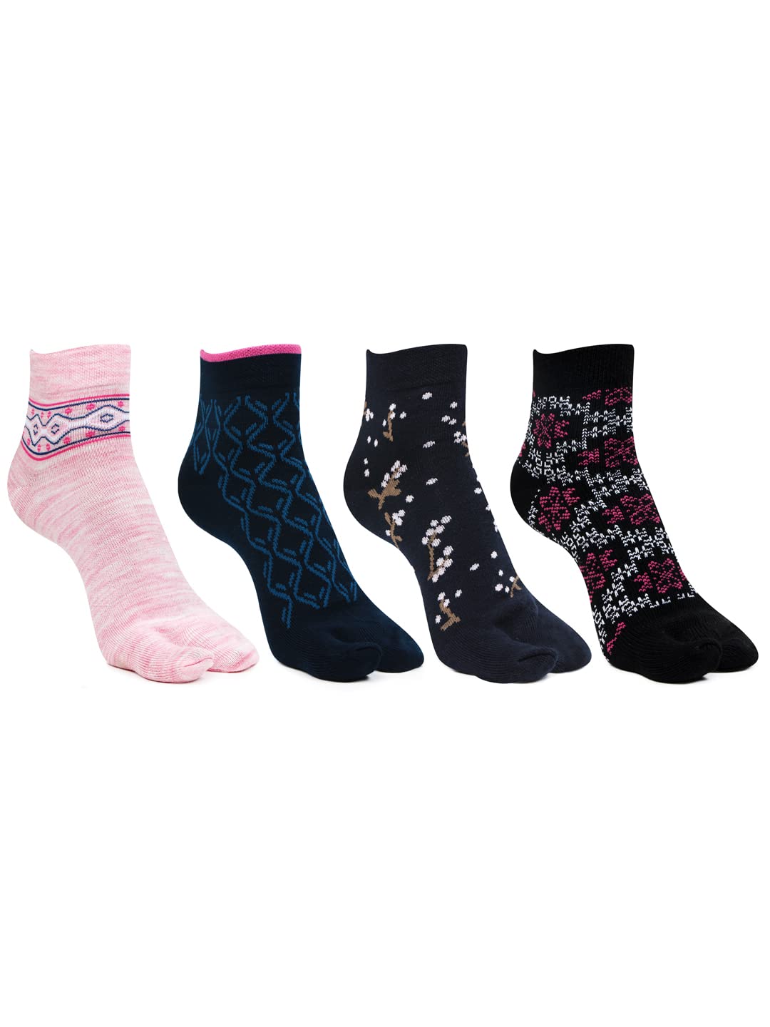 Ankle Length Woolen Thumb Socks For Women- Pack of 4-image-40