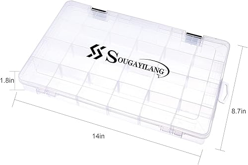 Miniatura 5 de Sougayilang Cajas de aparejos de pesca - 3600 3700 caja organizadora de almacenamiento de plástico con divisores extraíbles - Almacenamiento de
