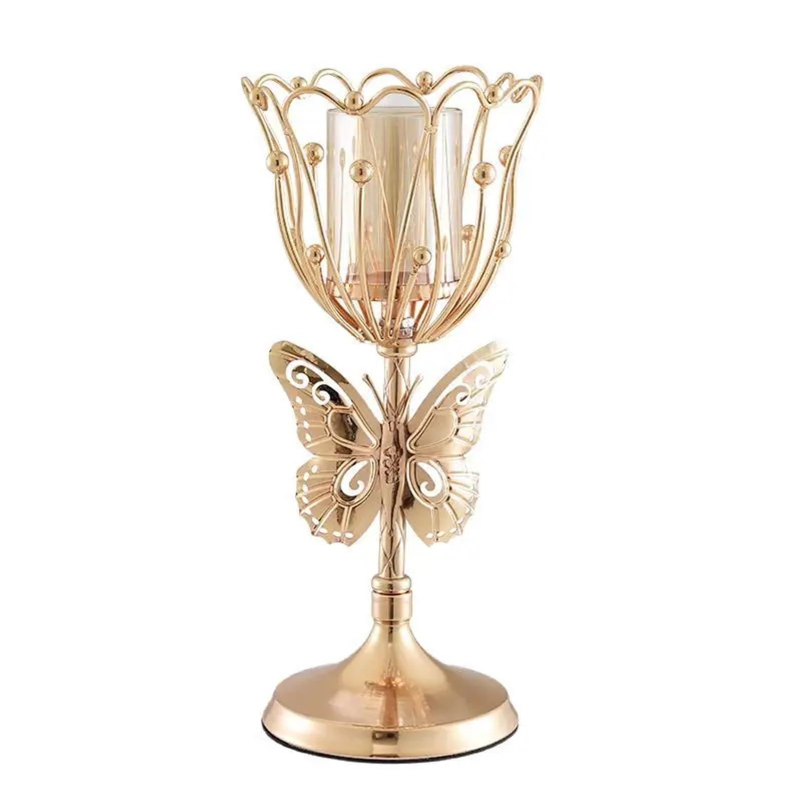 Golden Crystal Votive Candle Holder Tealight Holders, Vintage Candlestick For Able Centerpiece Wedding(M-12.5x28.5)