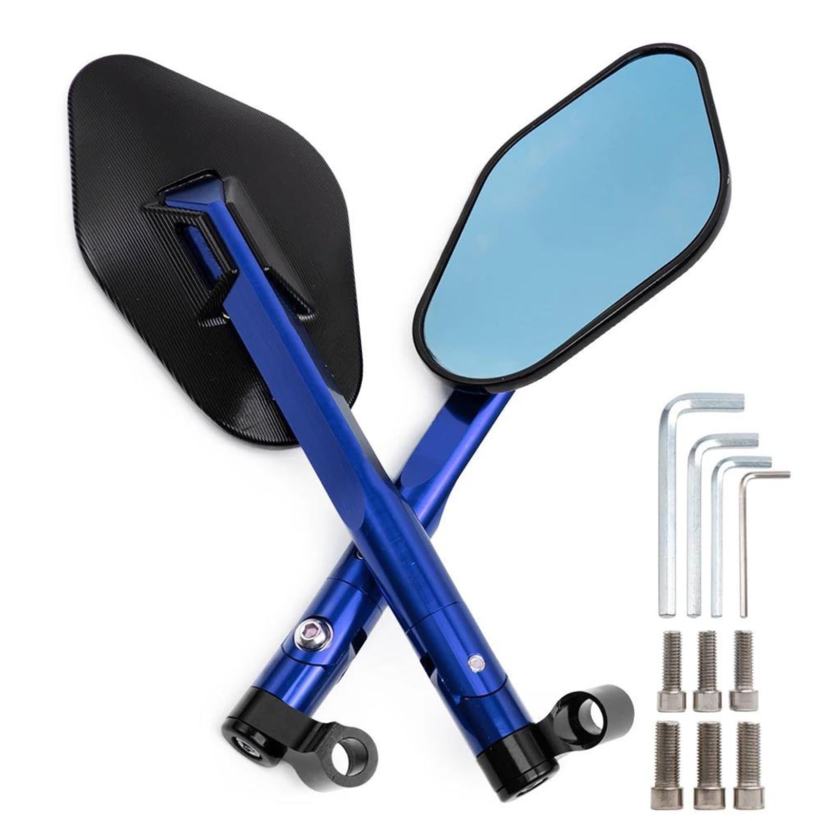 Montaje de equitación Espejos Retrovisores Laterales De Aluminio Para Motocicleta KAWASAKI Z750, NINJA250, R1, R6 Y FZ6, De 8 Mm Y 10 Mm.(Blu)
