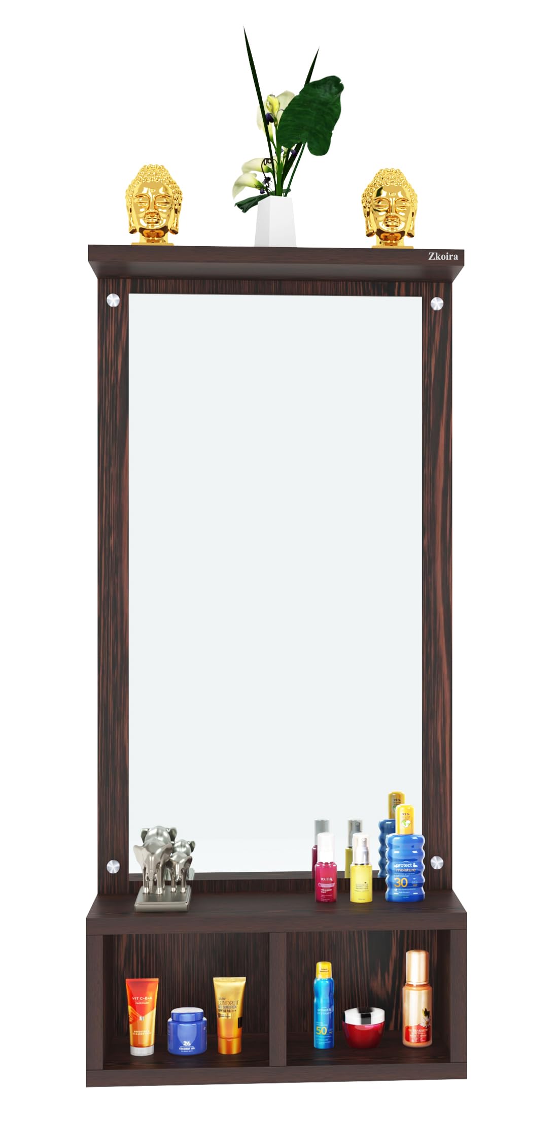 Engineered Wood Wall Mounted Rectangular Dressing Mirror with Storage Bedroom Living Room Stand-image-33