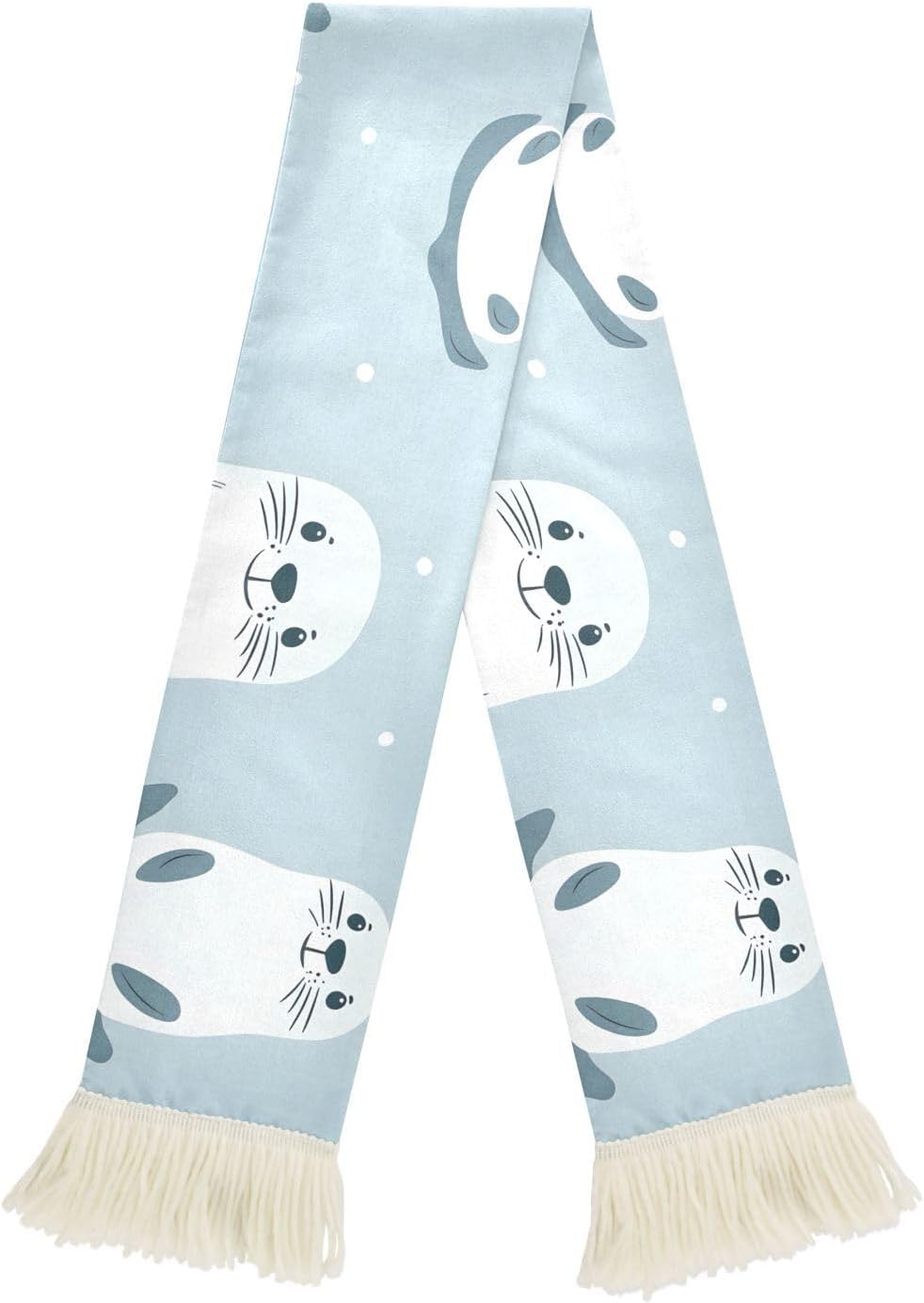 CHIFIGNO Cute Sea Lion Sports Fan Scarf, Soft Polyester Soccer Scarf for Match Days, Quick Dry Absorbent White