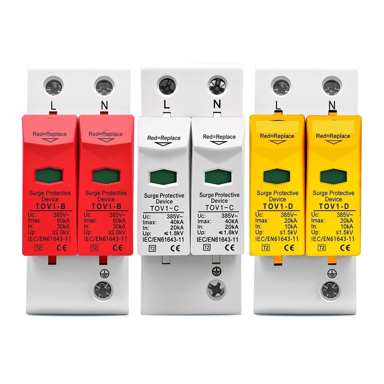 Parafoudre AC SPD 1P+N 385V protégeant le tableau électrique de la maison