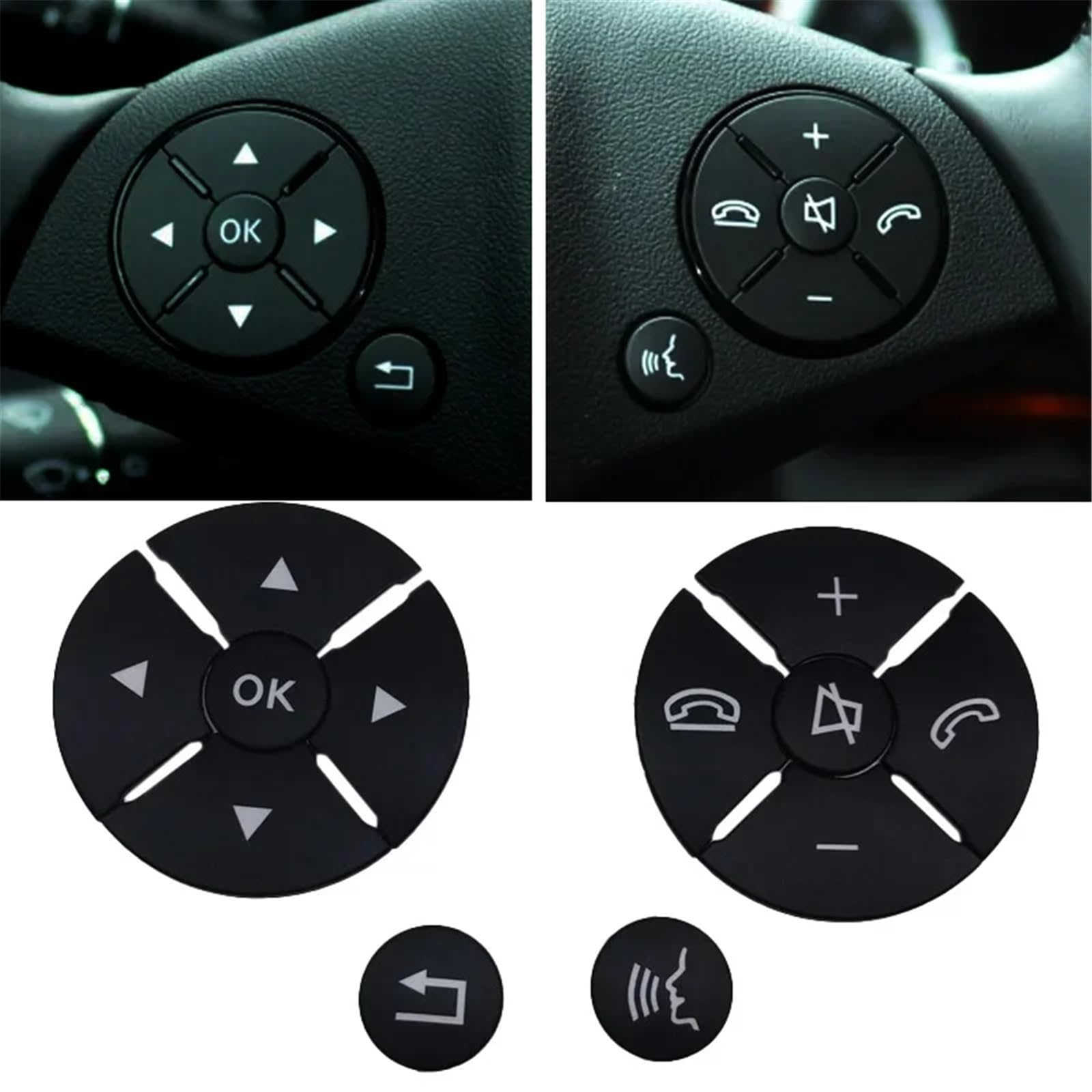 Compatible avec Benz Classe S W221 Classe GLK X204 2008 2009 2010 2011 2012 Autocollant garniture bouton volant intérieur Autocollants Intérieur