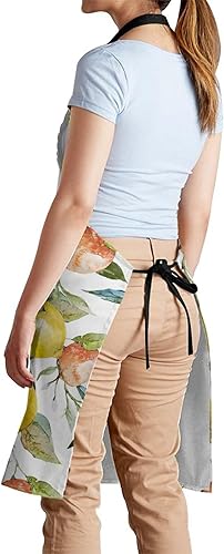 Miniatura 3 de oFloral Delantal de acuarela con patrón de limón, unisex, ajustable, delantal de chef de cocina, delantal para mujeres y hombres, para cocina en