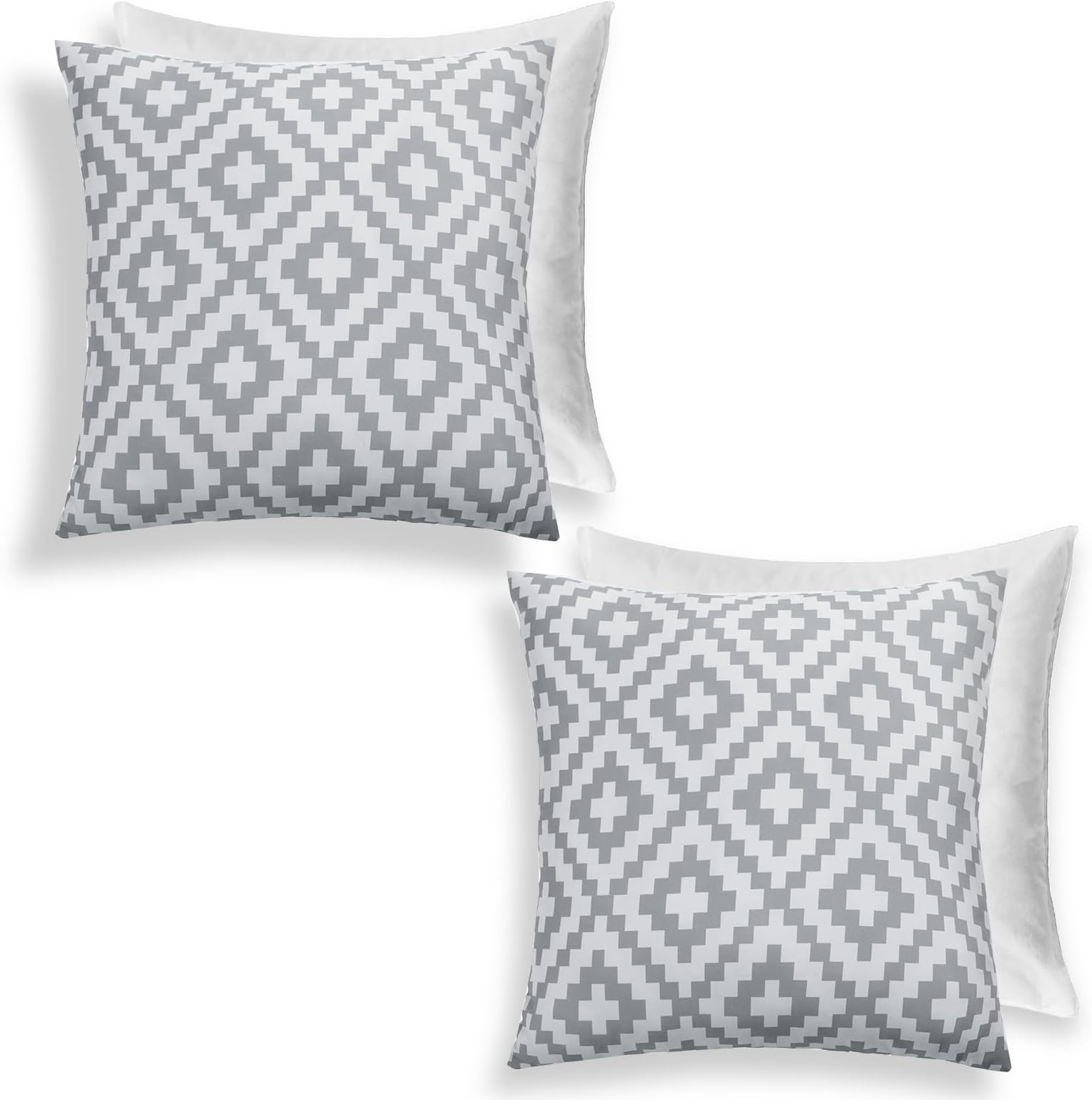 Brentfords Filled Cushions with Covers, Garden Seat Cushion Geometric Cushions Outdoor Sofa Covers 45 x 45 Cushion Inner, Grey Pack of 2