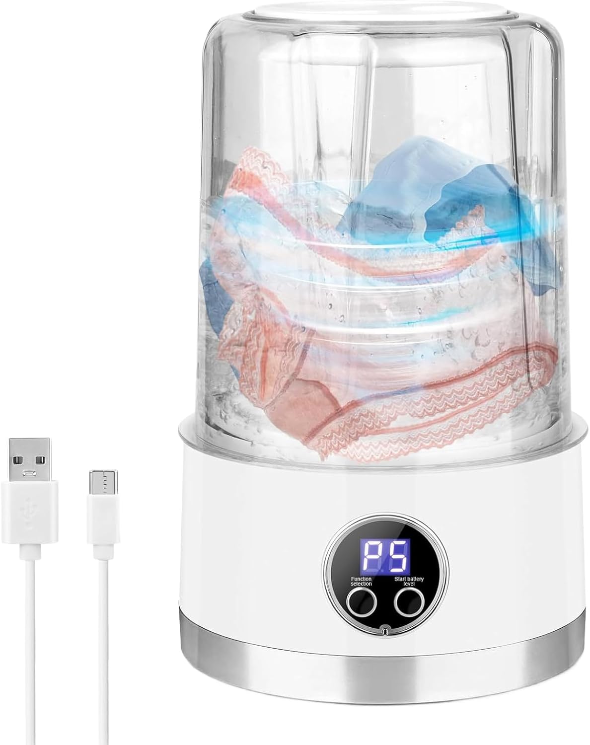 Portable Washing Machines Mini Rechargeable, 1L Capacity for Underwear, Socks and Baby Clothes, Washing with Long Lasting Battery, Ideal for Travel and Small Spaces