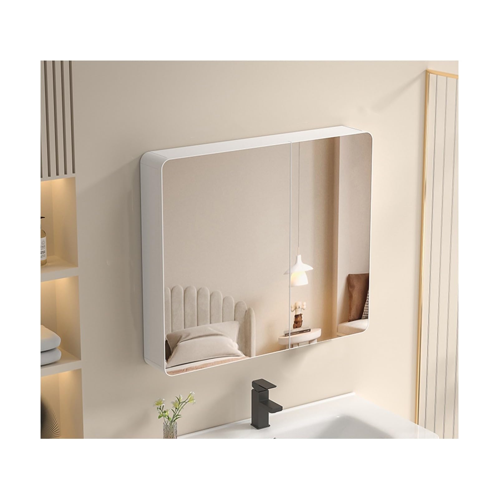 FGXHHS Wall-Mounted Cabinet - Double Door Storage Cupboard, 80cm White, Stylish Wall with for nized Space