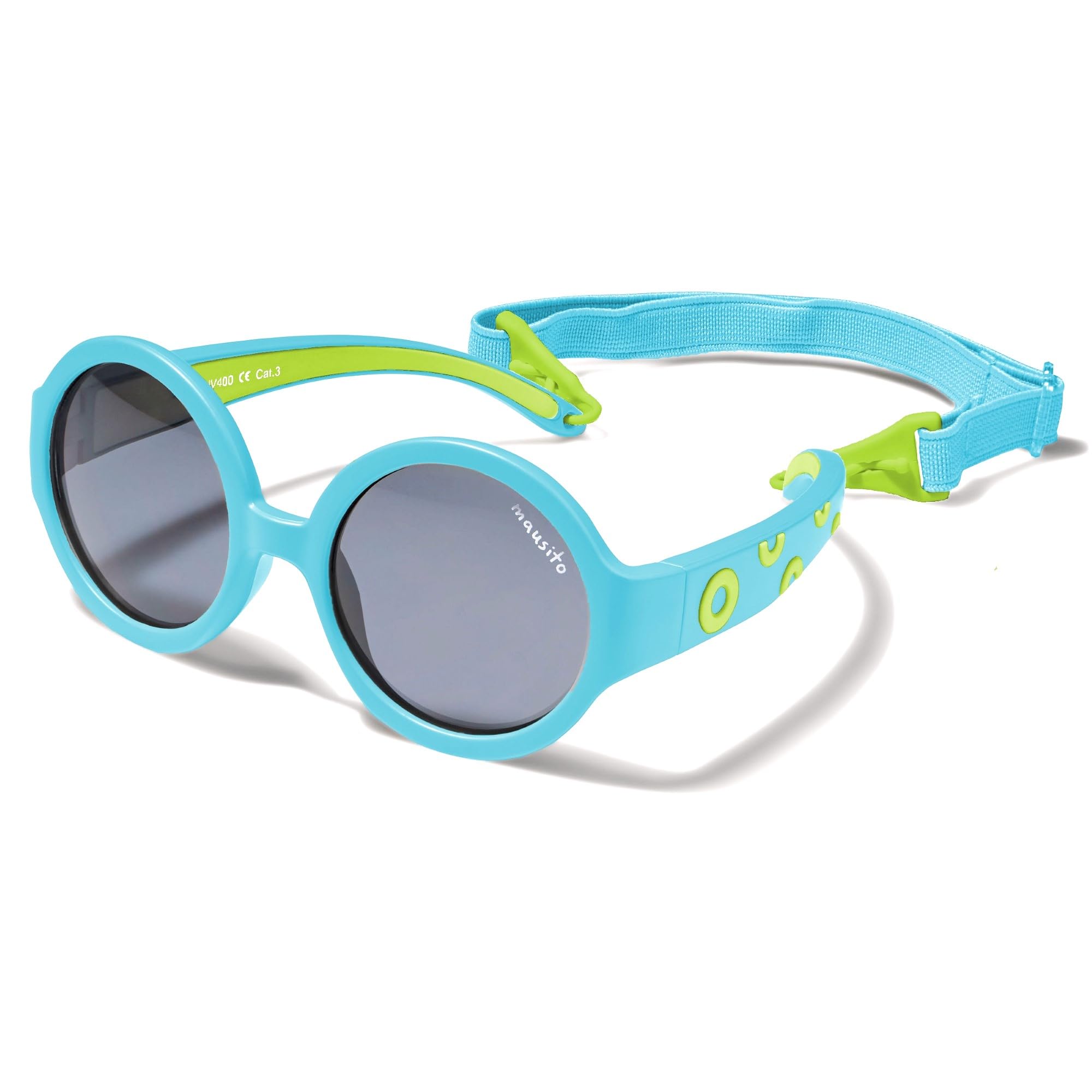 Mausito BABY Sonnenbrille 6-24 Monate Jungen VERGLEICHSSIEGER Kindersonnenbrille 100% UV-Schutz BIEGSAM Schadstofffreie Sonnenbrille Kinder mit Band Europäisches Design für Kinder gemacht