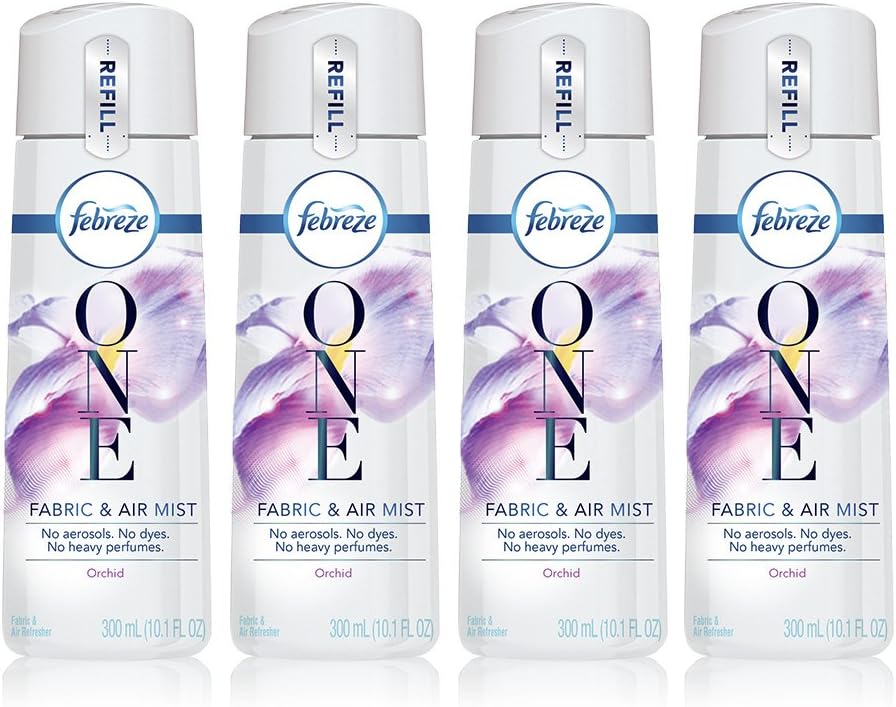 Febreze One Fabric and Air Freshener Mist Refills, Orchid Scent, (4 count, 10.1 fl oz)