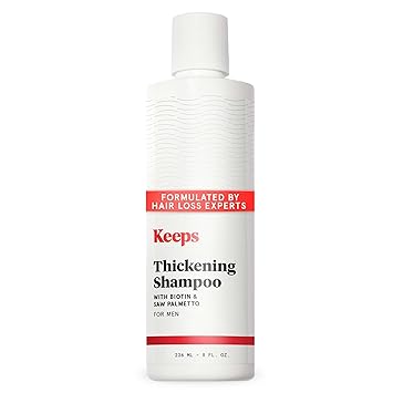 Keeps Thickening Shampoo for Men - Anti-Thinning Hair Care with Biotin, Caffeine & Saw Palmetto - Color-Safe Men's Volumizing Shampoo - DHT-Blocker - for Fuller, Thicker Looking Hair - 8 Oz