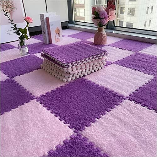 50pcs Interlocking Foam Floor Tiles, Soft EVA Puzzle Mat, Plush Carpet Mats for Kids Playroom, 12x12 inch, Light Purple, Durable Interlocking Design, Ideal for Home Gym & Play Areas