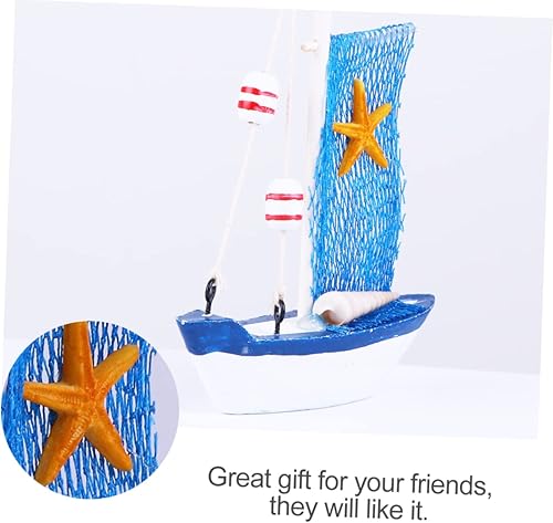 Miniatura 3 de HEALEEP 4 piezas de estilo mediterráneo Mini Dhow Row Boat Gift Ornaments Nautical Party Favores Mini Ornamento Casa Regalos de Madera Barco Velero