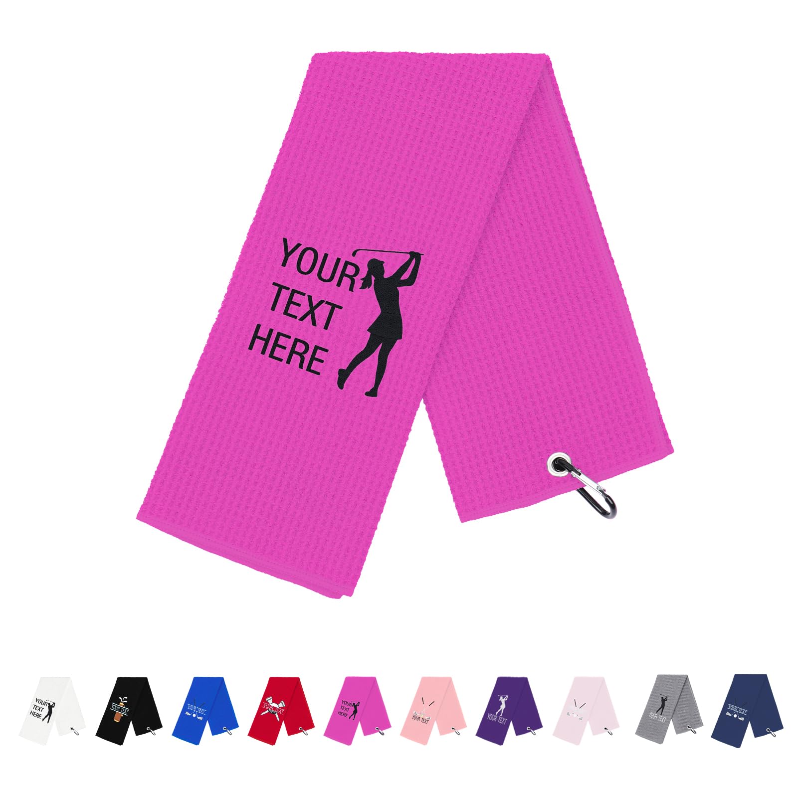 NGTSFLY Personalised Embroidered Golf Towels Funny Golf Towel Gifts for Women Men Rose Red Golf Ball Towel for Golf Bag with Clip Golf Club Waffle Weave