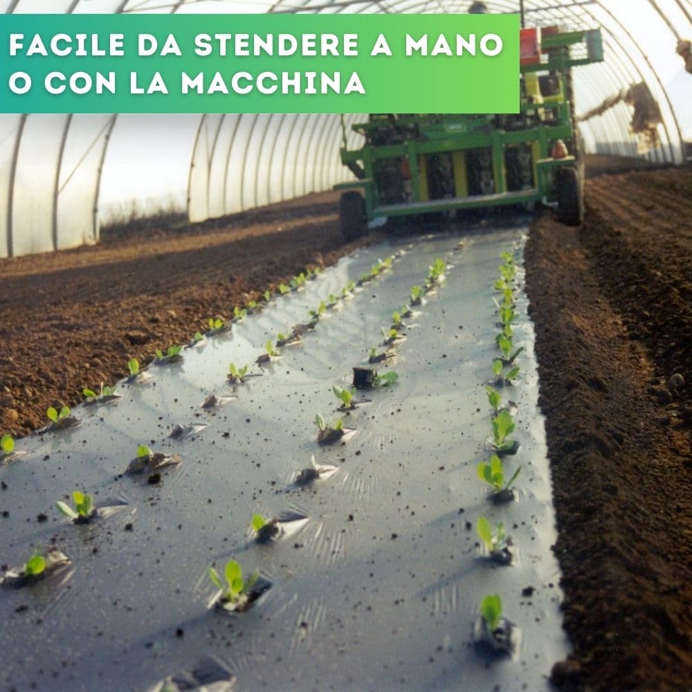 DI GIULIO SRL Telo Pacciamatura Biodegradabile Non Forato Larghezza 1 mt Lunghezza 1000 mt | Copertura Terreno Antierbacce Ecologico | Pacciamante compostabile per Orto e Giardino