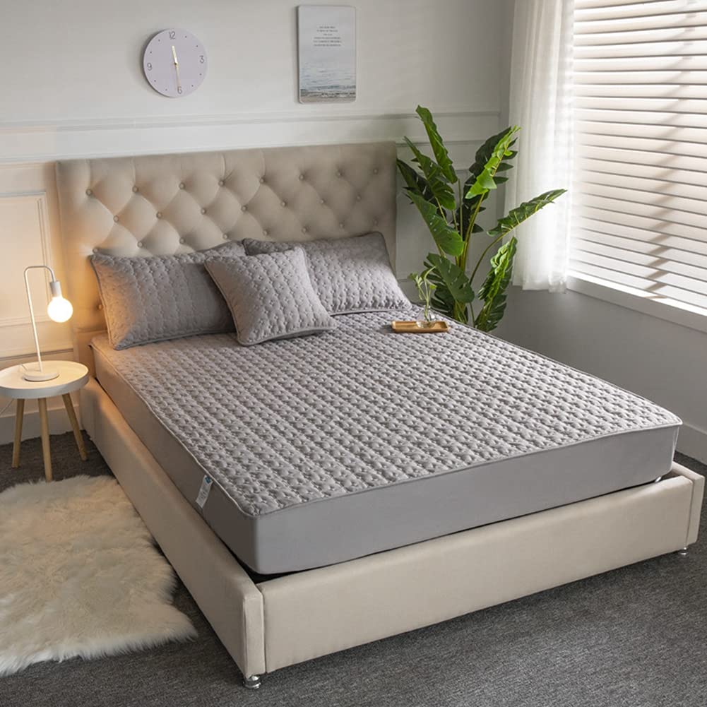 Protège Matelas, Housse Matelas Matelassé en Microfibre, Drap Housse Matelassé 25 cm de Profondeur, Doux Et Respirant, Résiste Aux Taches, Anti-Allergique,Bleu1,200x220cm