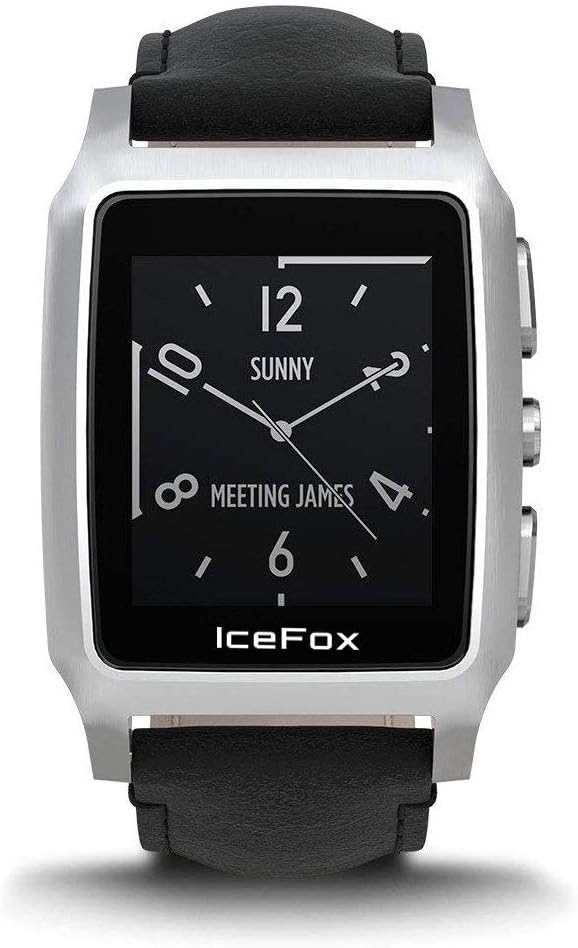 Vector Watch Meridian Smartwatch-30 Day+ Autonomy, 5ATM, Notifications, Activity Tracking - Steel Case/ Black Leather-Casual