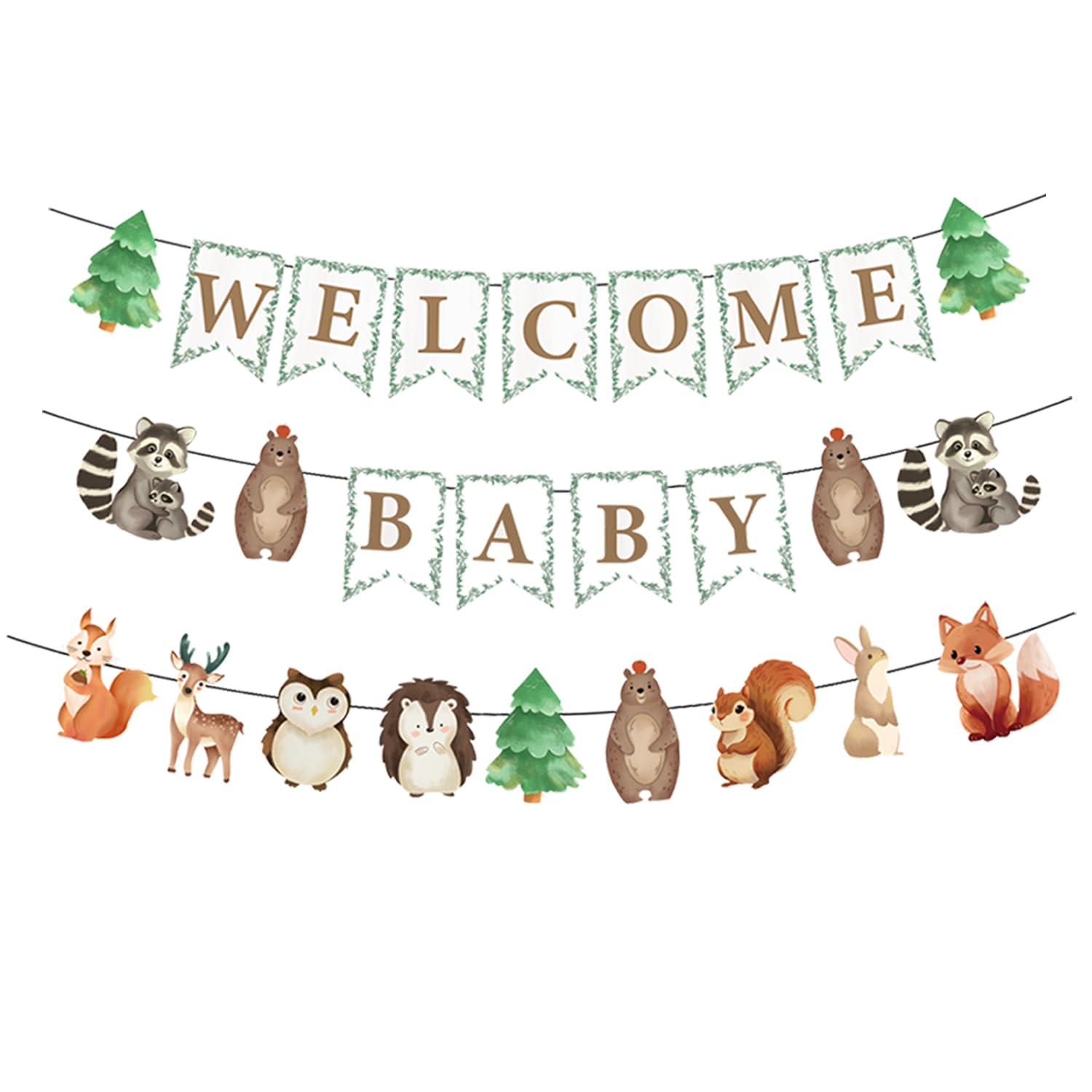 Home Party Banner,Happy Birthday Banner,Welcome Baby Shower Decorations,Kids' Birthday Banner (Woodland Animal)