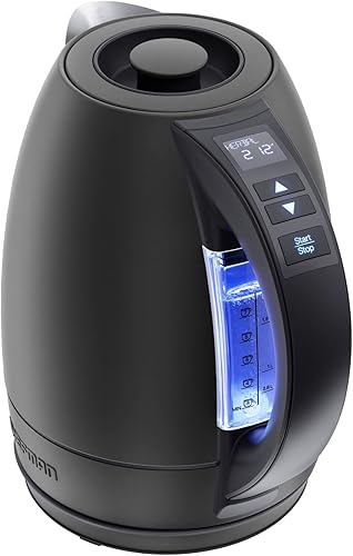 Chefman Tetera eléctrica hervidor eléctrico de agua caliente de 17 litros caldera de agua con control de temperatura con 5 preajustes luces LED