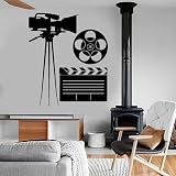 Sticker Mural Cinéma Décoration Acteur Home Cinéma Directeur Chambre Maison Salon Décoration Murale Cadeau Vinyle Autocollant A5 rose 49x42cm