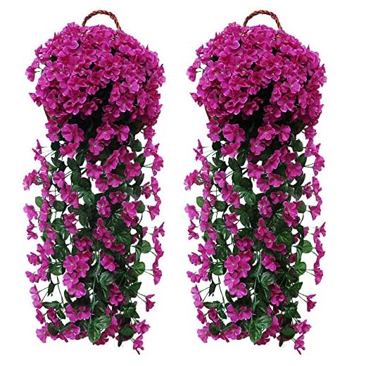 Fycooler Artificial Wisteria Vine Violet Ivy Flowers Cesta de Flores Colgantes Artificiales Guirnalda Colgante de Glicina de Imitación para Jardín de Bodas en Casa al Aire Libre / Decoración Floral