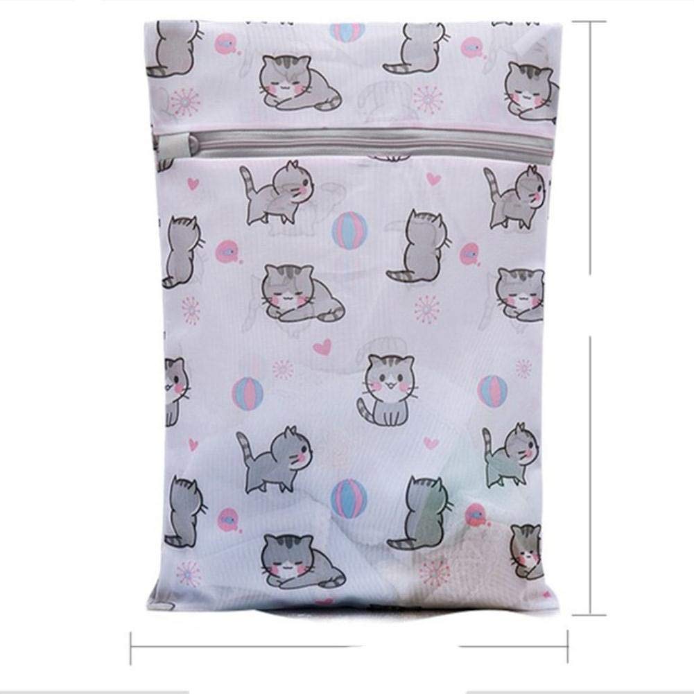 Niedliche Katze Muster Kleidung Waschbeutel Verdicken Maschinenwäsche Netzbeutel Wäschesack Unterwäsche Beutel Kleidung Schutznetz 10 Stück / Los-L 50x60cm