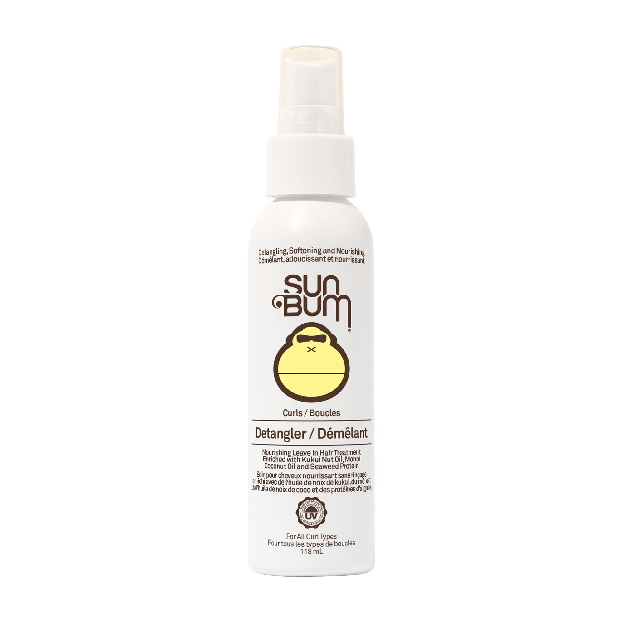 Sun Bum Curls & Waves Detangler Vegan and Cruelty Free Moisturizing Hair Treatment for Wavy and Curly Hair 118 ml